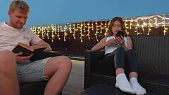 Risky step sister sits on a big cock after cum and keeps fucking in sheer.