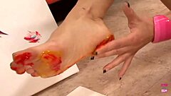 Short Haired Blonde Hottie Gives Amazing Footjobs and Gets Eaten Out for It