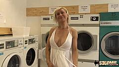 Kimmy the blonde MILF gets double penetration from two young studs