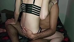 i trap the amateur girl under my body, masturbate her while penetrating for good orgasms