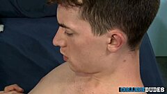 Alex On His Knees To Suck Mike Off