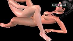 in this animated 3d video, a japanese man breast fucks an indian bhabhi