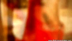 Beautiful brunette stripper performs solo dance and removes her clothes