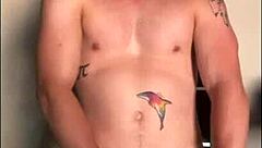 A young and straight gay man masturbates outside