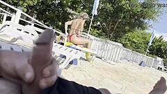 she saw me jerking and helped me cum by the pool?