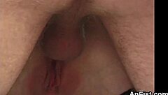 Foxy lesbians fist anuses with licking.