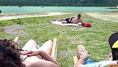 voyeur masturbates on beach while i touch myself secretly