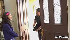 This cute teen gets her butt fingered and eaten.