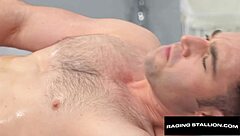 Interracial hunk gets a deepthroat and a rim job