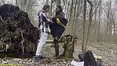 Beautiful woman gets rough sex in the woods