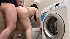 Guy Catches Stepmom in Toilet, Fucks Her Big Ass in Anal.