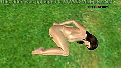 Cute girl in 3D hentai masturbates with cucumber?