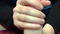 Slut wife sucks and tit fucks big dildo