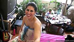 hot babe gives blowjob and fucks fast in pov close up