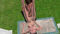 In this 3D animation, a lesbian girl passionately fucks another on the table