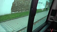Skinny blonde gets lost and finds best solution in car