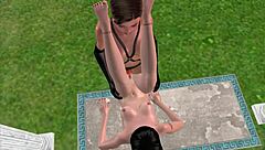 In this 3D animation, a lesbian girl passionately fucks another on the table