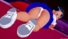 nagatoro is excited and ready for a quick adventure in bed, 3d cartoon version