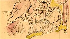 Vintage illustration with erotic elements from antique times