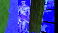 Cartoon porn with a shower scene with an unexpected twist