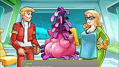 In space rescue, the mature woman feeds the plant with her big tits and cum.