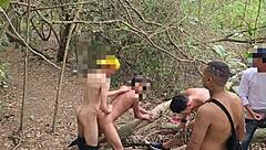 i'm on the trail with several guys outdoors