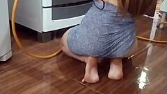 Detailed Footage Of My Naked Employee Washing The Stove, Revealing Her Amateur Fetish Side.