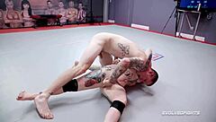 Gay wrestling turns to hardcore sex with tattoos