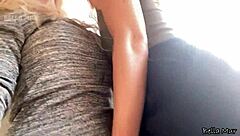 Playful Outdoor Kissing With Tattooed Blonde Classmate