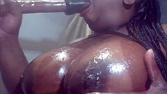 Ebony Teen Deepthroats Big Cock While Gagging And Choking On Huge Shaft