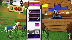 Big tits bouncing in HornyCraft parody with monster cock