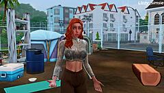 Innocent redhead explores street adventures in sims 4 3d animation