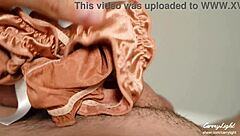 Step mom helps jerk off and cums hard on panties