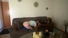 Pretty girl sucks big black cock while ass jiggles rough