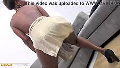 African beauty gets her throat fucked in a hot interview