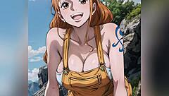 Nami from One Piece gives French jerk off instructions in French