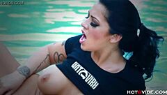 Wet screaming orgasm by the pool!