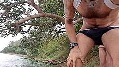 Insane Bareback Sex at Dam with Two Guys