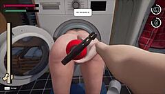 Stepmother gets stuck in the washing machine in this cartoon porn video