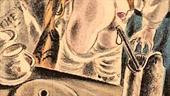 vintage erotic illustration brings retro fantasies to life in detailed comic style.