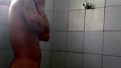 Washing my dick in the shower, gay solo scene.