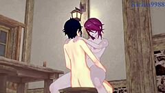 Intense threesome with Eula, Rosaria, and Venti in hentai