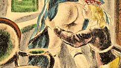 vintage erotic illustration brings retro fantasies to life in detailed comic style.