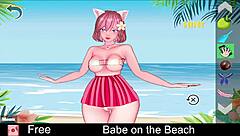 Adult game with a babe on the beach
