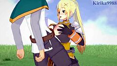 Beautiful big-boobed girls in animated hentai movie Konosuba
