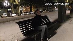 Skinny teen 18+ uses dildo in shaved casting interview