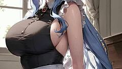 3D animated butler gets surprised by horny mistress