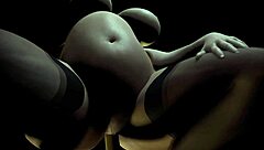 A mature and curvaceous woman continues to have sex with a toy