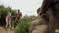 Cuck4k interracial cuckold in woods.