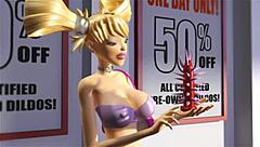 Busty blonde bimbo gets double penetration in 3D animation